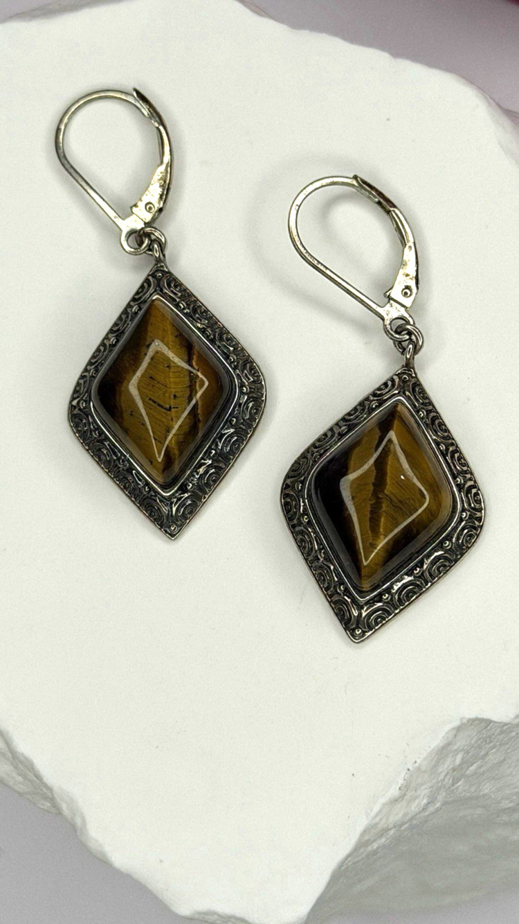 Artisan Collection 925 Sterling Silver Tiger's Eye Earrings